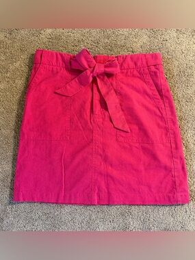 J.Crew Pink Tie Waist Mini Skirt | Linen Blend | Size 12